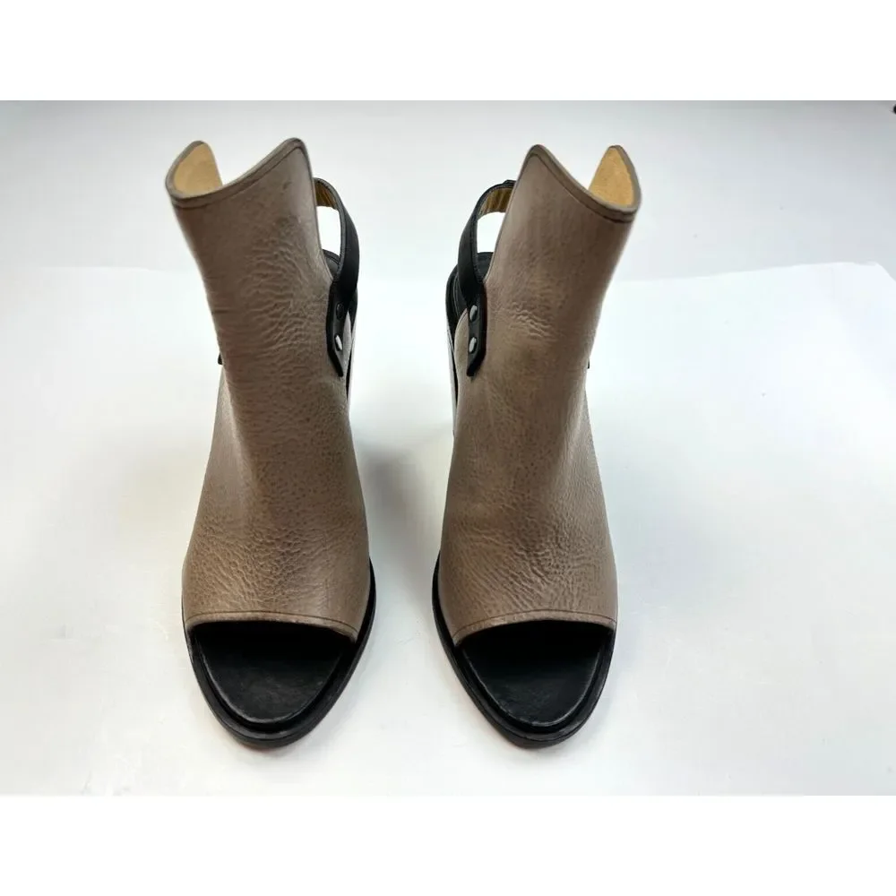 Rag &‎ Bone Wyatt Sandals Women 37 US 7 NWOT Open Toe Brown Leather Block Heels
